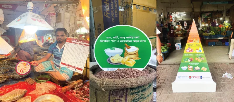 Hygiene and price signage installed at a model market vegetable stall